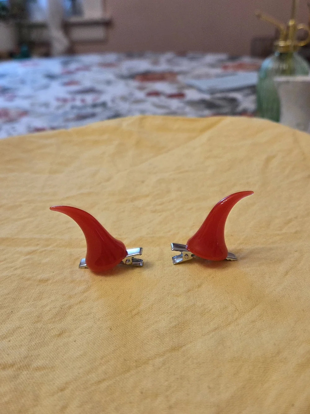 Red Devil Horn Hair Clips
